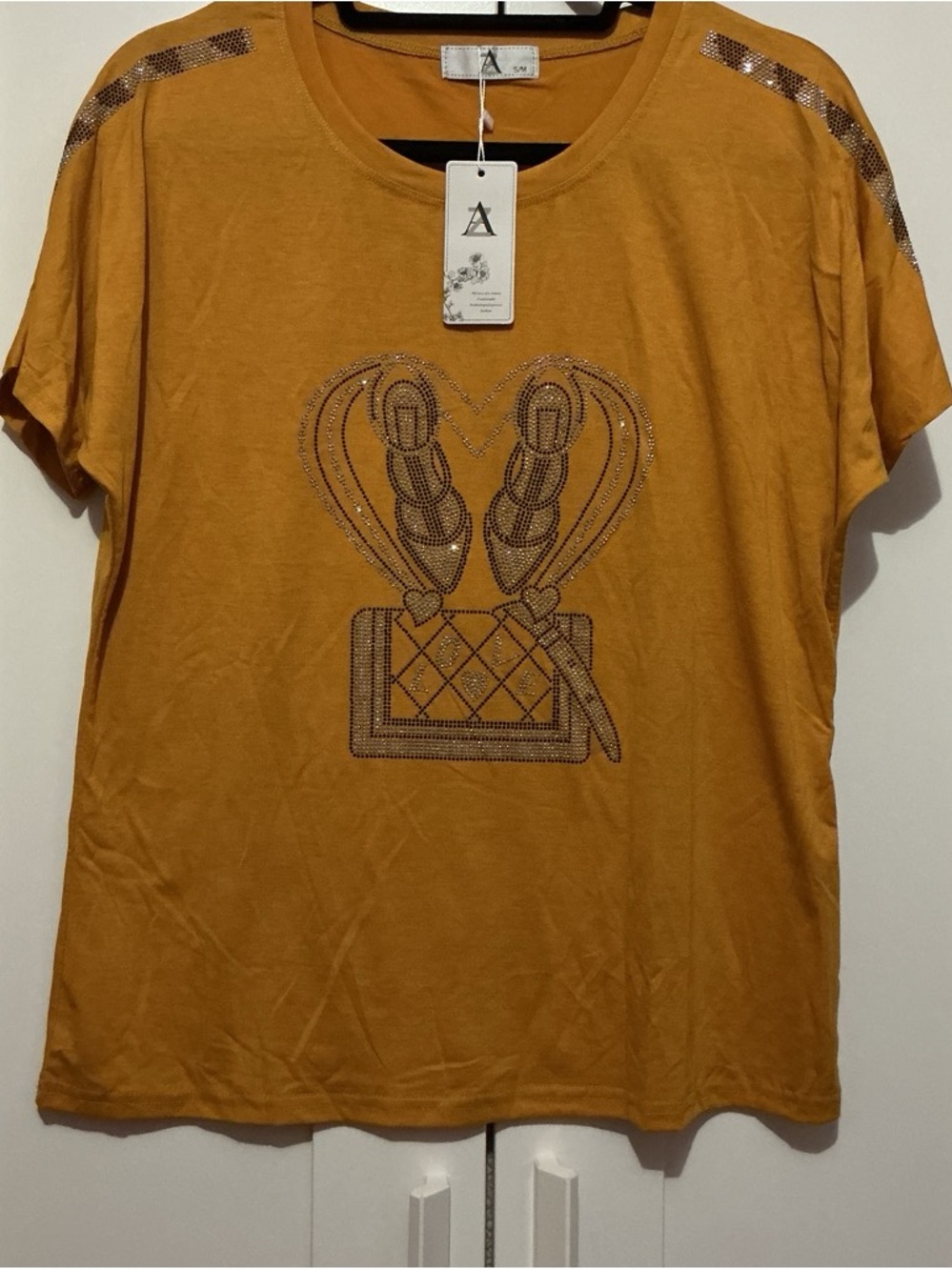 Classic Mustard Short-Sleeve Embellished Tee